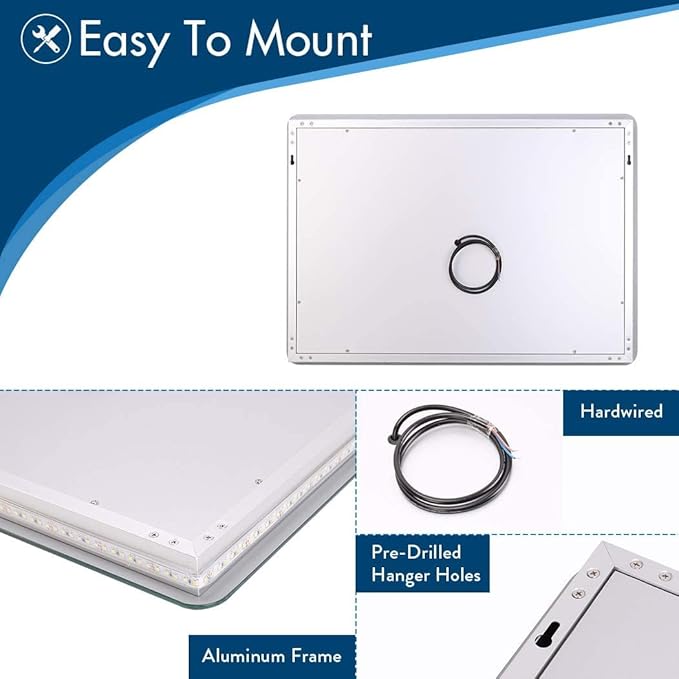 Illuminated LED Bathroom Mirror, Wall Mounted Backlit Makeup Vanity Mirror with Demister Pad and Touch Sensor 3X Magnifying Compatible with Makeup Hairdressing Shaving Bathroom Mirror,Mirrors
