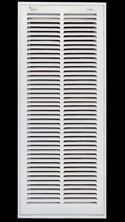 HVAC Premium 10 x 32 Duct Opening Steel Return Air Filter Grille, for 1-inch Filter, Removable Door, Flat Stamped HVAC Vent Cover Grille, Outer Dimensions 12.5 x 34.5