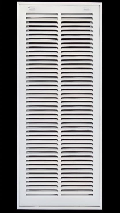 HVAC Premium 10 x 32 Duct Opening Steel Return Air Filter Grille, for 1-inch Filter, Removable Door, Flat Stamped HVAC Vent Cover Grille, Outer Dimensions 12.5 x 34.5