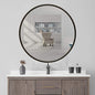 Round LED Bathroom Mirror Demister Pad IP44 Vanity Large Mirror Cold Light Dressing Wall Mirror (Color : Cold Light Size : 60cm) (Black 80cm)