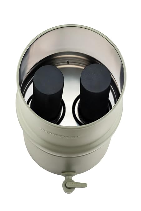 Boroux Compact Gravity-Fed Countertop Stainless Steel Water Filter System | 1.8 Gallons with 2 Authentic Black Foundation. Filters | Sage