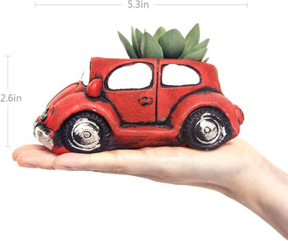 Cement Red Car Succulent Planter Flower Pots Succulent Plants Containers, Small Pot for Cactus Decor Planters for Indoor Plants