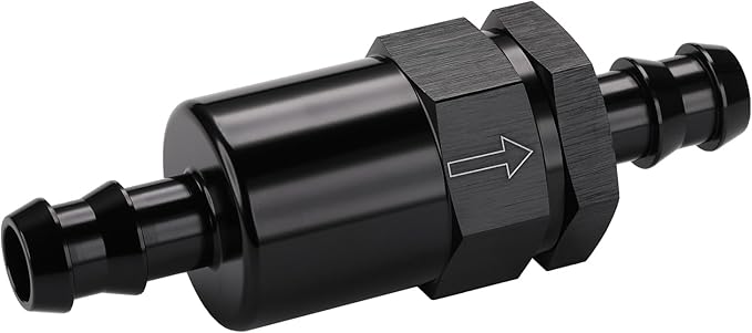 1/2" Billet Inline Fuel Filter 30 Micron Aluminum Black