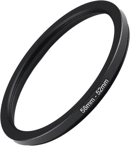 58mm to 52mm Step Up Ring Filter Adapter Black Metal Step up Adapter Rings Compatible with All Brand UV CPL ND Camera Lens Filter Step Down Ring (58mm-52mm)