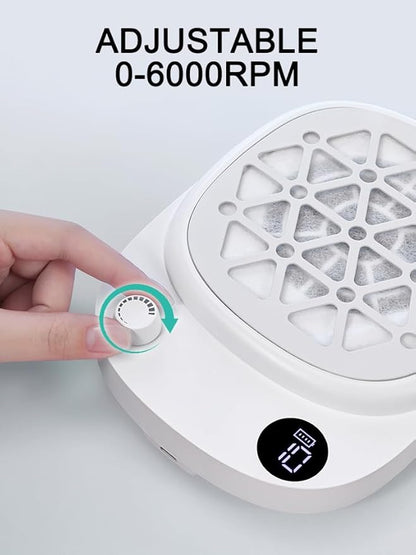 Rechargeable Nail Dust Collector Nail Tech, Compact Vacuum Fan Dust Collector for Nails, Cordless Dust Suction Machine Manicure Pedicure Tool for Acrylic Nail Polishing, 30PCS Filter Papers
