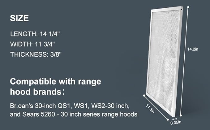 BPS1FA30 Range Hood Grease Filter 11-3/4" x 14-1/4"(2-Pack) Aluminum Filter Compatible with Bro.an Nu.Tone Allure Range Hood filter,Replaces 99010299 99010305 S99010305 AP3378953 by oneket
