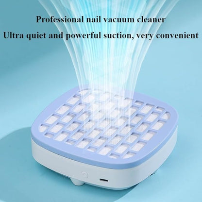 Mini Nail Dust Collector & Extractor Fan - Low Noise Portable Vacuum for Nail Drilling and Polishing, Compact Design with Magnetic Filter Cover for Home Salon (BLUE)