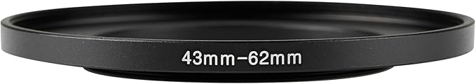 43-62mm Metal Step-Up Ring Adapter Compatible with Mirrorless Cameras DSLR Lens, UV CPL ND Filter Thread Converter, Black