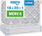 Aerostar 18x30x1 MERV 8 Pleated Air Filter, AC Furnace Air Filter, 6 Pack (Actual Size: 17 1/2" x 29 1/2" x 3/4")