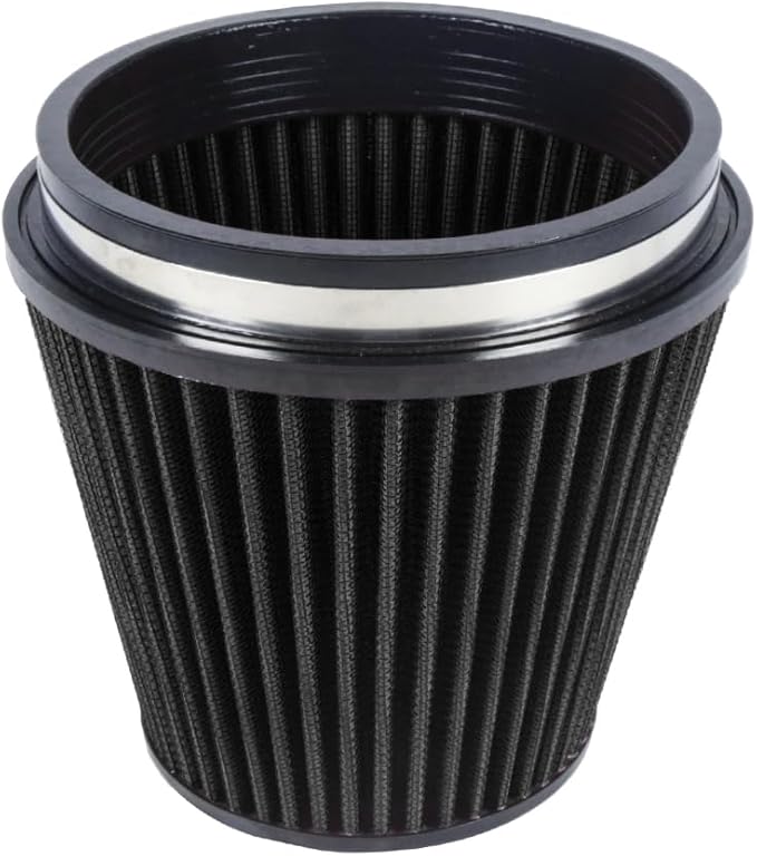 Universal 6" 152mm igh-Flow Air Filter, Reusable Cone Cold Air Intake, High Performance, Washable, Clamp-On Car High Flow Air Kit, Flange Diameter: 6 Inch, Filter Height: 7 Inch, Red
