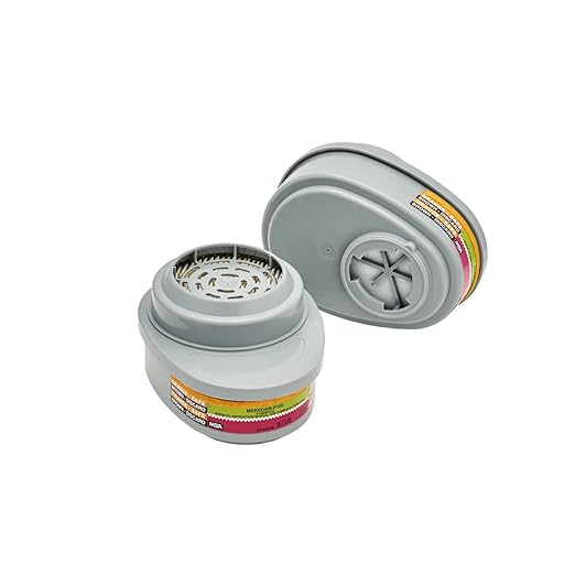 MSA 815368 Advantage Respirator Cartridge - Chlorine/Mercury Vapor/P100 (Mersorb), Quantity: 2 per pack, Chemical & Combination Air-Purifying Respirator Attachment, Long-Lasting Respiratory Protection