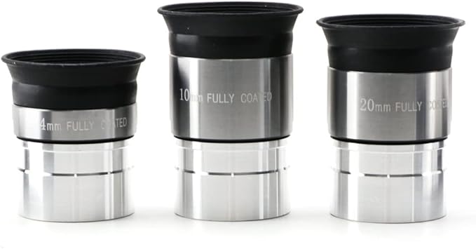 Multi-Coated Telescope Eyepiece Set - 1.25 inch - Upgraded with Soft Eyecup [4mm, 10mm, 20mm]