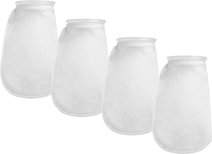 Wave Point 7 Inch Ring Filter Socks 200 Micron - Aquarium Felt Filter Bags - 7 Inch Ring by 16 Inches Long - Fits Eshopps and Aqueon (4 pk)