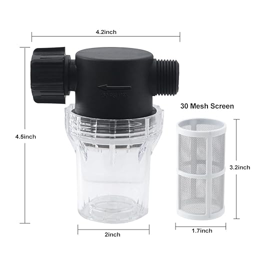 GIEX 30 Mesh Garden Hose Filter with Quick Connect, 3/4" GHT Thread Sediment Trap for Rainwater Collection, RV Gray Water & Washing Machine Discharge