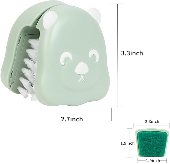 CQT BladeBrush Knife and Cutlery Cleaner Brush Bristle Scrub Kitchen Washing Non-Slip,B002-1 Changeable Scrub Head and Scouring Pad (Green)