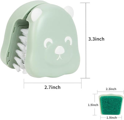 CQT BladeBrush Knife and Cutlery Cleaner Brush Bristle Scrub Kitchen Washing Non-Slip,B002-1 Changeable Scrub Head and Scouring Pad (Green)