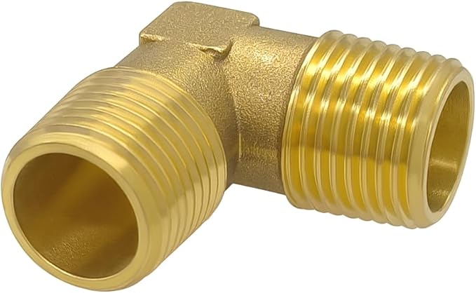 Hooshing 2PCS 90 Degree Street Elbow 1/2" NPT Male to 1/2" NPT Male Solid Brass Pipe Fitting