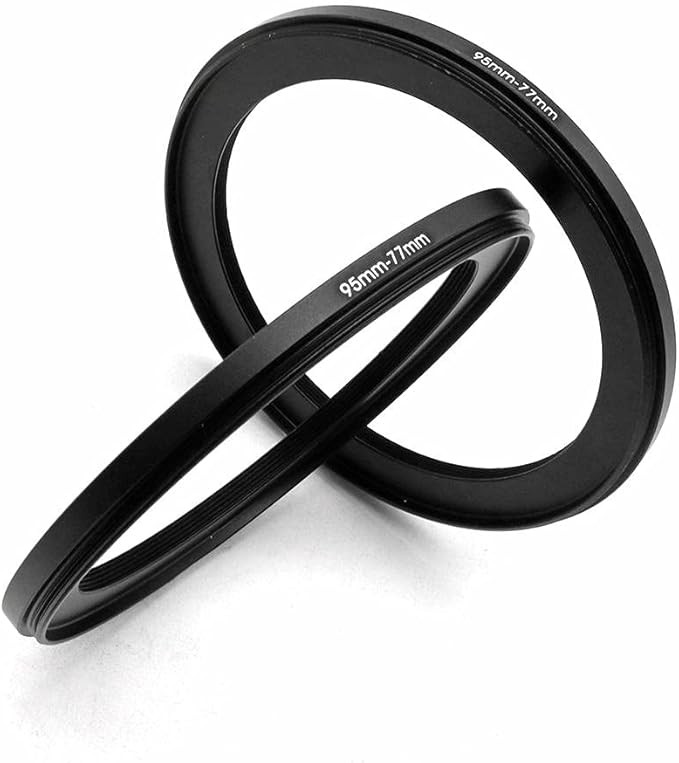 95 to 77mm Metal Step Rings, 95mm to 77mm Step Down Ring Filter Ring Adapter for 95mm Camera Lens & 77mm UV CPL ND Filters Hoods Caps LingoFoto