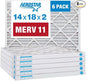 Aerostar 14x18x2 MERV 11-6 Count - Pleated Furnace & Air Conditioner Filters - Removes Dust, Cold & Flu Germs, Lint, Mold, Pet Dander, Allergy-Causing Pollen, Smog & Smoke