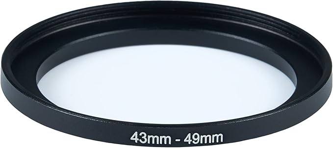 43mm to 49mm Step-Up Ring Filter Adapter for All Brands UV ND CPL Metal Ring Step-Up Rings Adapter Filter (43mm-49mm)