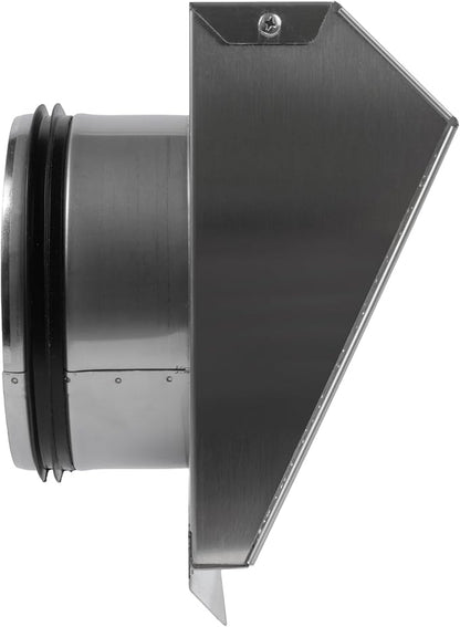 Vent Systems 6" Inch Exhaust Vent Cover with Rubber Gasket - Stainless Steel - Robust Weatherproof Outdoor Air Exhaust Box - Duct or Surface Mounting - Rain and Snow Protection