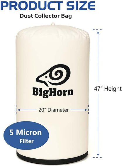 Big Horn 11769 20 Inch Dia 5 Micron Dust Filter Bag 20 Inch x 47 Inch Long Replaces OEM# A04526, A04496, 708698