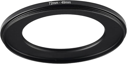 72mm to 49mm Step Up Ring Filter Adapter Black Metal Step up Adapter Rings Compatible with All Brand UV CPL ND Camera Lens Filter Step Down Ring (72mm-49mm)
