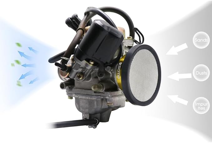 Carburetor Carb Velocity Stack 44mm Air Cleaner Filter Modified Trumpet Aluminum Alloy with Sponge Filter Steel Mesh for GY6 150cc PZ24 PZ30 PHBH Suggest Small Displacement (Gold,44mm)