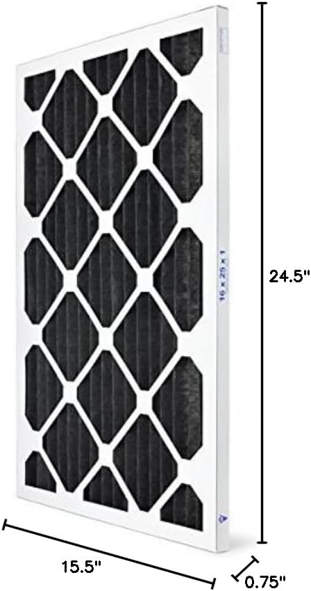 AIRx ODOR 16x25x1 MERV 7 Carbon Pleated Air Filter - Made in the USA - Box of 6