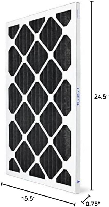 AIRx ODOR 16x25x1 MERV 7 Carbon Pleated Air Filter - Made in the USA - Box of 6