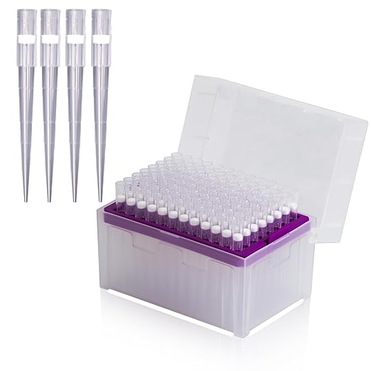 Pipette Tips 1000UL for Laboratory, with Filter,Autoclavable, Universal Type, Clear, 96 Tips (T1000-RSF-96)