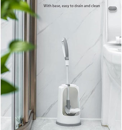 Plastic Toilet Brush，Toilet Bowl Scrubber,Toilet Brush Toilet Brushes and Brush Holders Double Bristles Quick Dry Deep Cleaning Add Long Handle