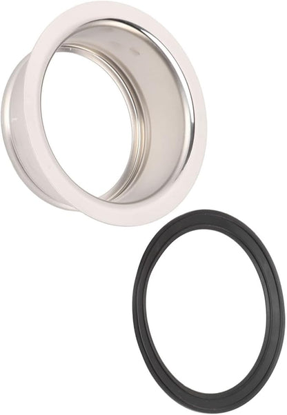 Extended Sink Flange Stainless Steel Deep Garbage Disposal Flange with Rubber Gasket Food Waste Filtering Replacement Part for 3 Bolt Mount Kitchen Sink Drain