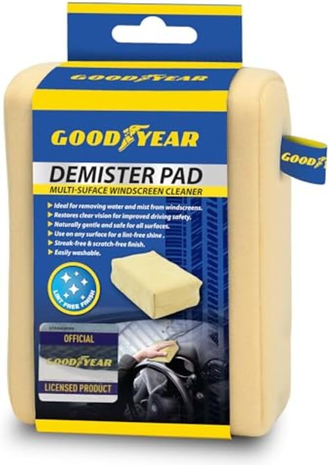 Goodyear 902540 Car Windscreen Demister Pad Micro Fibre Sponge for Mirror Window Glass Fog Remover