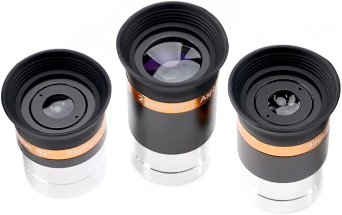 Wide Angle Aspheric Eyepiece Set - 1.25 inch - Upgraded with Soft Eyecup [4mm, 10mm, 23mm]