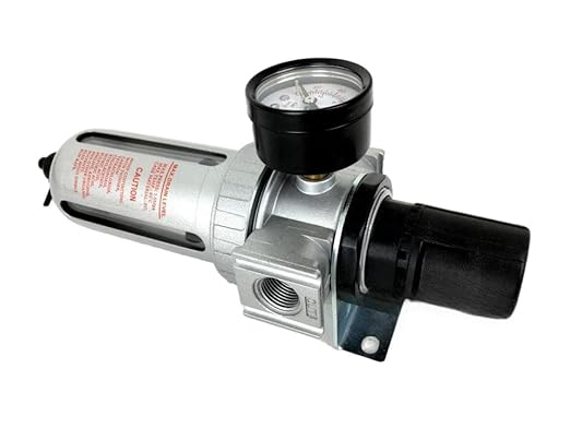 FR804N 1/2" Mid Flow Air Compressor Regulator & Filter Combo - for Compressed Air Treatment - Pneumatic Filter Regulator/Compressed Air Pressure Controller - w/Gauge/Manual Drain