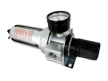 FR804N 1/2" Mid Flow Air Compressor Regulator & Filter Combo - for Compressed Air Treatment - Pneumatic Filter Regulator/Compressed Air Pressure Controller - w/Gauge/Manual Drain