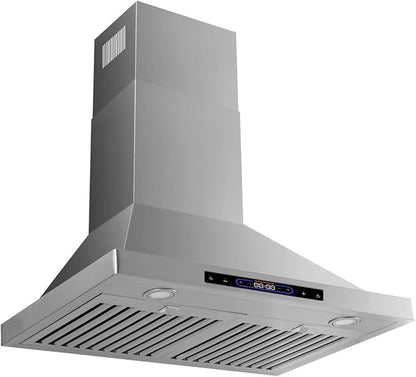 30 inch Wall Mount Range Hood Convertible Vent with Permanent Baffle Filters 800CFM Stainless Steel for Kitchen Gesture Sensing & Touch Control, 4 Speed Exhaust Fan, ETL listed (30 inch)