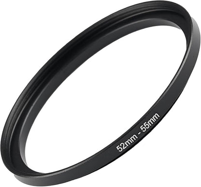 52mm 55mm Step Up Ring Filter Adapter Black Metal Step up Adapter Rings Compatible with All Brand UV CPL ND Camera Lens Filter Step Down Ring (52mm-55mm)