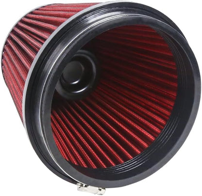 Universal 6" 152mm igh-Flow Air Filter, Reusable Cone Cold Air Intake, High Performance, Washable, Clamp-On Car High Flow Air Kit, Flange Diameter: 6 Inch, Filter Height: 7 Inch, Red