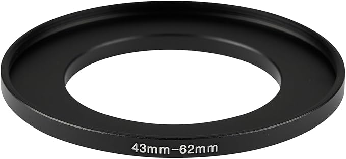 43-62mm Metal Step-Up Ring Adapter Compatible with Mirrorless Cameras DSLR Lens, UV CPL ND Filter Thread Converter, Black