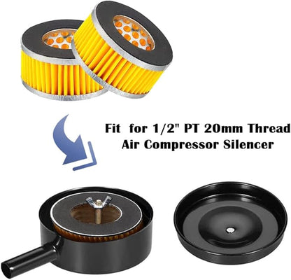 1/2" PT 20mm Thread Air Compressor Silencer Intake Noise Muffler Air Replacement Filter Element Accessories Air Compressor Parts HE014A