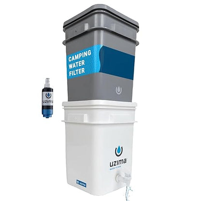 Uzima UZ-2 Camping Water Filter and Drinking Water Filter System, Portable Camping Essentials Purification Gear for Glamping, Hiking, and Hunting Essentials