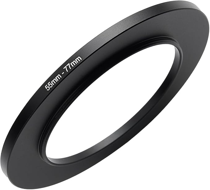 55mm to 77mm Step-up Adapter Rings Filter Adapter Black Metal Step Down Filter Ring Adapter Compatible with All Brand UV CPL ND Camera Lens Filter Stepping Rings (55mm-77mm)