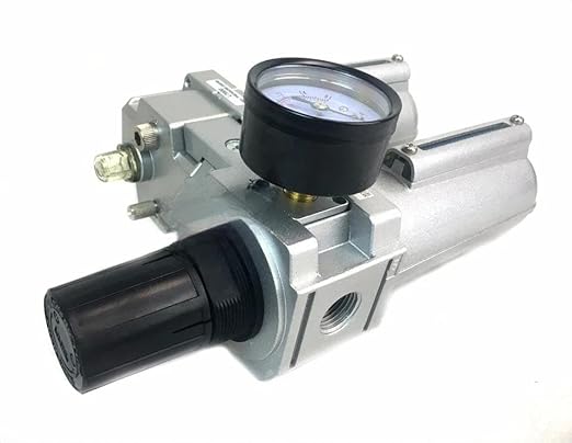 FRL724NA 1/2" Air Moisture Filter Regulator Oiler Separator Lubricator Combo Auto Drain- for Compressed Air Treatment- Particulate Filter Combo- 140 CFM Flow Rate 250 PSI Input, 175 PSI Output 5.1 oz