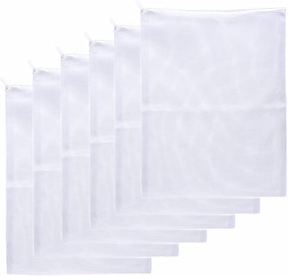 JIHAQUA Aquarium Filter Bags Large - Reusable Fish Tank Filter Media Mesh Bags with Plastic Zipper (7.5 x 12 inch (6 Pack))