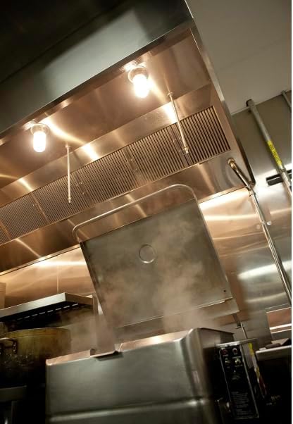 Commercial Kitchen Restaurant Duty Exhaust Hood, Wall Canopy Stainless Steel Exhaust Hood with Baffle Hood Filters, High Temperature Light Fixtures, and 16” Round Exhaust Riser (9" Long Hood)