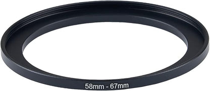 58mm Lens to 67mm Camera Lens Adapter 58mm to 67mm Step Up Ring Adapter Ring for All Brands of UV ND CPL, with Premium Lens Wiping Cloth 2 Pack (58mm-67mm)