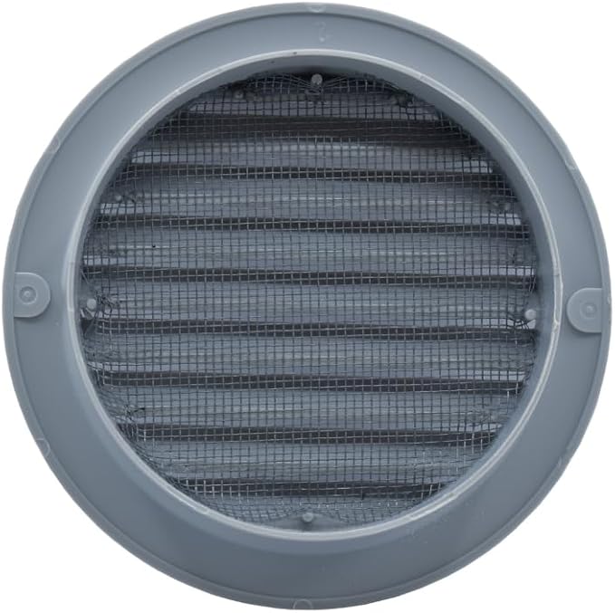 VENTS-US - 4" Round Plastic Vent Cover in Slate Grey with Built-in Insect Screen and Flange for Air Supply or Exhaust Air Applications - Compatible with a 4 Inch Diameter Duct (6-Pack)