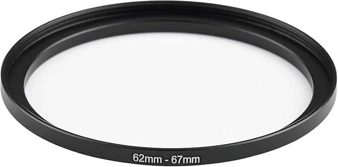 62mm Lens to 67mm Camera Lens Adapter 62mm to 67mm Step Up Ring Adapter Ring for All Brands of UV ND CPL, with Premium Lens Wiping Cloth 2 Pack (62mm-67m)